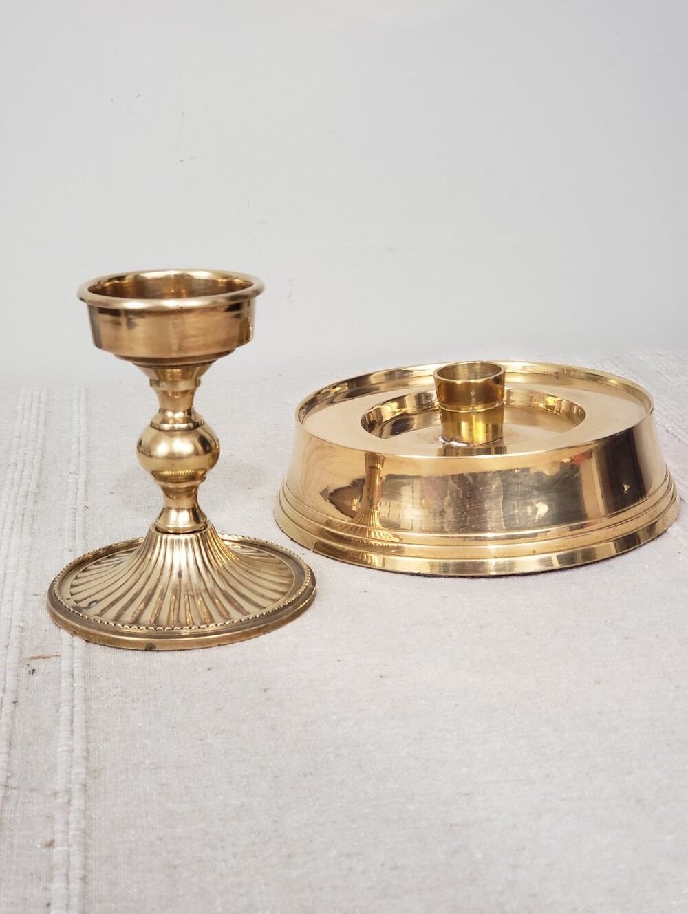 Vintage Brass Candle Holders | Taper Candlestick & Pillar Plate Tray